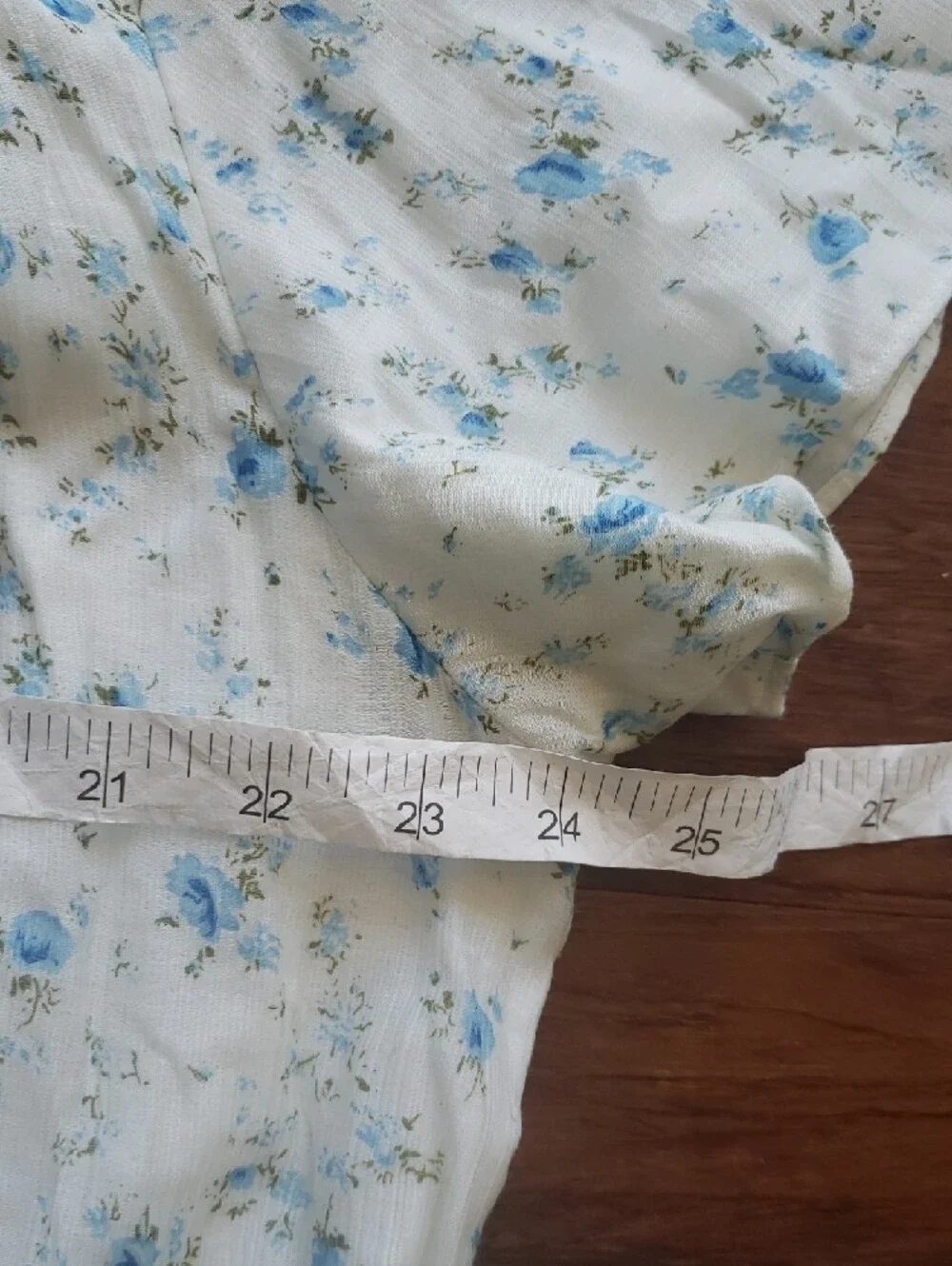Christy Dawn Cream Midi Dress Blue Floral Print Size 2XL Boho Trendy Festival - Picture 5 of 8